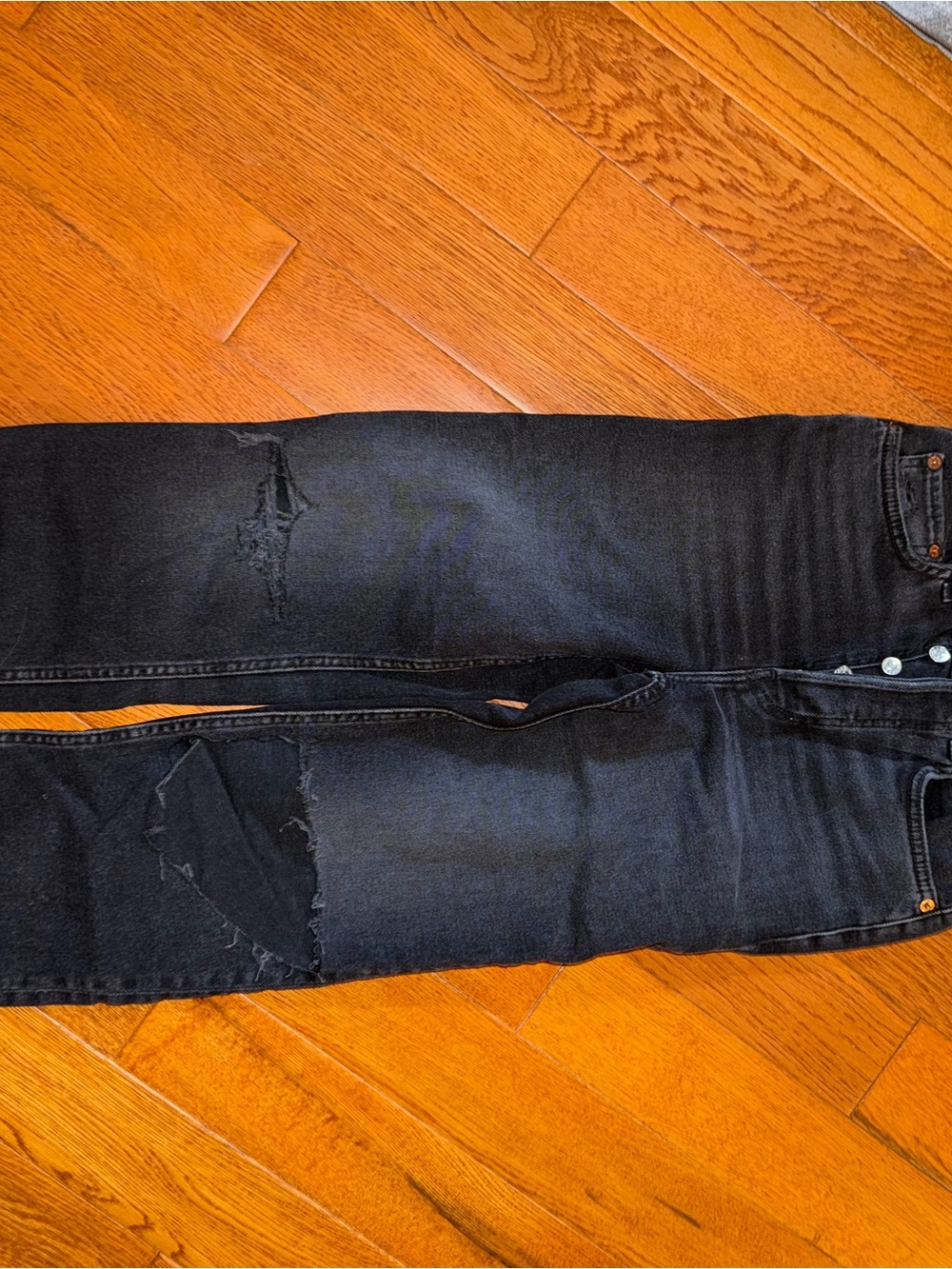 Re/Done Black Distressed Skinny Jeans